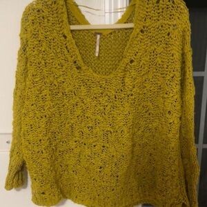 Free People Gold Sunday Shore Knit Sweater